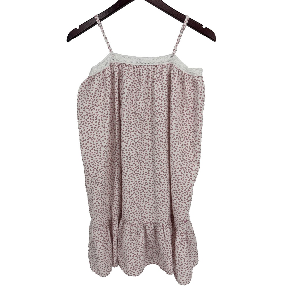 Petite Plume Girls Sweethearts Lily Nightgown Heart Print Lace Trim Size 14
